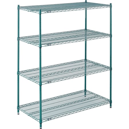 Nexel Wire Shelving, Green Epoxy, 48W X 24D X 86H 24488G